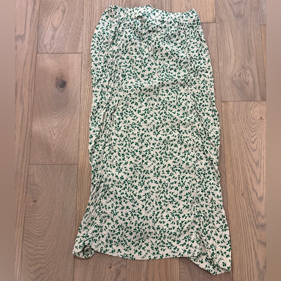 GANNI DITSY PRINT GREEN FLORAL MIDI SKIRT - Picture 10 of 14